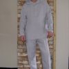 Mens Linen Shirt and Pants, Summer Set, Trouser with Drawstring and Elastic Waist and Side Pocket, Short Sleeve Shirt with Small Collar,