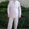 Oversized Men Linen Set – Elegant Flax Trousers and Shirt – Customizable Plus Size Lounge Wear