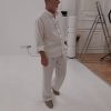 LINEN set for Men: stand up collar shirt, tapered pants. Men’s Linen Vacation Suit, Undyed Linen Suit Men, Mens Organic flax Shirt and Pants