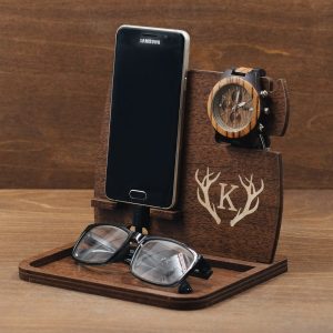 Personalised Phone Charging Docking Station Handmade Christmas Gift for Him Men Boyfriend Father Husband Tech Accessories Desktop Storage