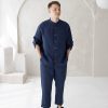 Casual Two Piece Set | Cuban Collar Suit For Women | Casual Wine Shirt Pants | Women’s Linen Pajama Pants | Relaxed Blouse Set