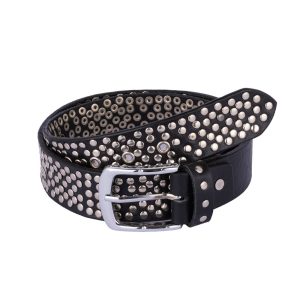 Black rock ‘n’ roll Silver Handmade studded leather belt Handmade Leather Belt Christmas Gift Fashion Belt Motorcycle Belt Gift for him