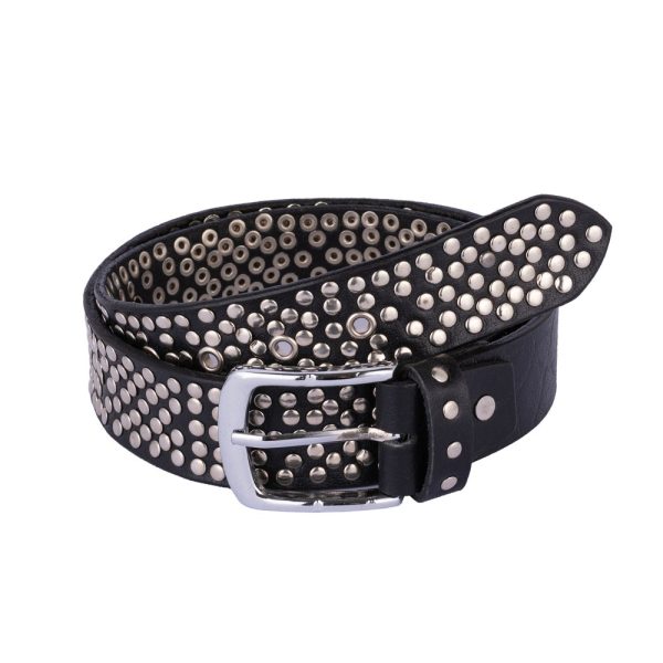 Black rock ‘n’ roll Silver Handmade studded leather belt Handmade Leather Belt Christmas Gift Fashion Belt Motorcycle Belt Gift for him