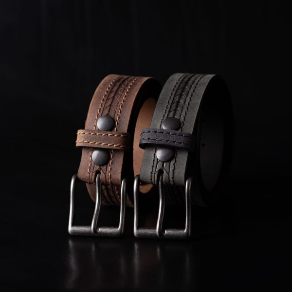 Mens Leather Belt, Handmade Full Grain Leather Belt, Patterned Leather Belt Made in Canada, gift for him, gift for dad, gift for boyfriend