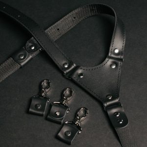 Black leather suspenders, Men’s adjustable suspenders, Classic suspenders, Formal wear, Groomsmen gift