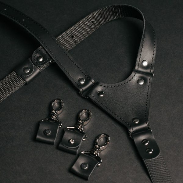 Black leather suspenders, Men’s adjustable suspenders, Classic suspenders, Formal wear, Groomsmen gift