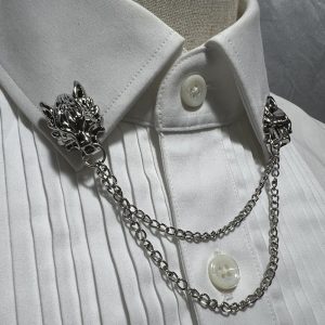 Fashionable and personalized handmade alloy wolf head brooch, cool suit shirt collar brooch, trendy clothing accessories