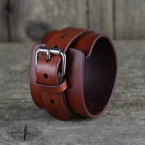 Brown leather bracelet, Leather accessories, Men’s cuff, Women’s bracelet, Handmade cuff, Great gift.