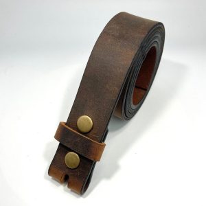 Buffalo Leather Belt 1″ width (25.5mm) NO BUCKLE, Snap On, Customizable Belt Strap for Your Buckle, Men’s DIY Accessory, Belt Without Buckle