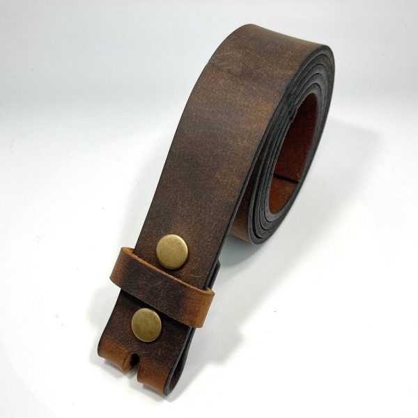 Buffalo Leather Belt 1″ width (25.5mm) NO BUCKLE, Snap On, Customizable Belt Strap for Your Buckle, Men’s DIY Accessory, Belt Without Buckle
