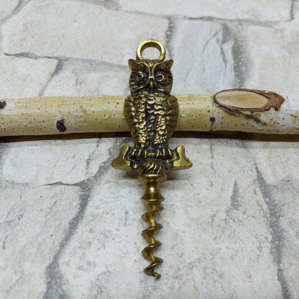 Corkscrew, Metal Opener for Wine Bottle, Brass Bronze Metal Corkscrew, Owl Corkscrew, Wine Lover Gift, Bird Corkscrew, Man Cave Corkscrew