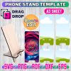 Phone Stand Laser cut file. Phone holder SVG file. Mobile phone wooden stand. SVG file for laser. Phone holder for desk. Instant download.
