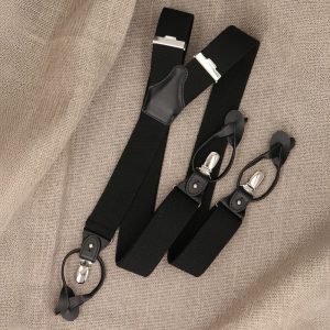 Suspenders Classic Black 2in1 Fasteners Buttons Men and woman Wedding Birthday Gift Father’s Day Unisex Groomsman Wedding accessories