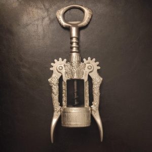 Vintage mid-century German corkscrew – corkscrew with grapevine decoration – Silver tone collectible corkscrew with an interesting shape