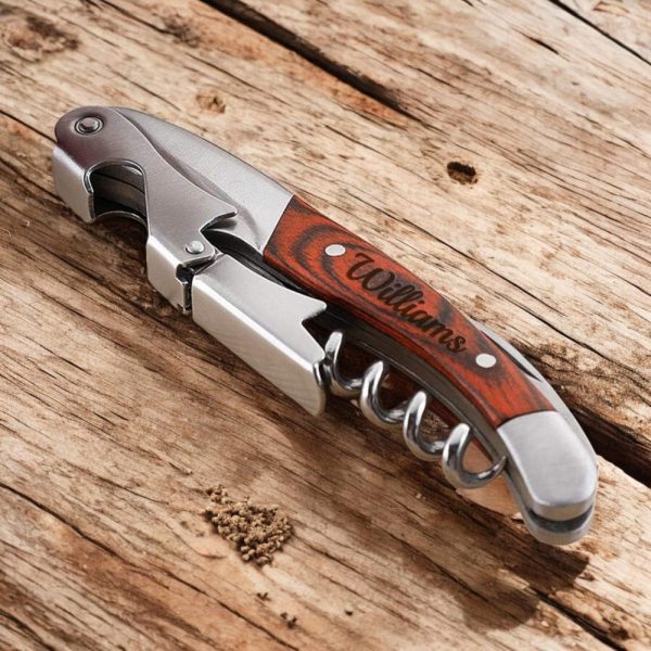 Personalized CORKSCREW Custom Engraved Wine Bottle Opener Groomsmen Fathers Day Gift for Him Dad Boyfriend Bridesmaid Her Women Mom Wedding