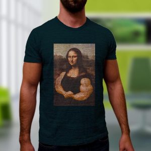 Mona Lisa Body Builder – A humorous and playful gym tee designed specifically for fitness lovers and dedicated athletes
