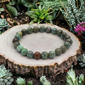 Handmade African Turquoise Beaded Elastic Bracelet – Natural Stone of Evolution, Boho Fashion Accessory – Perfect Gift for Men or Women
